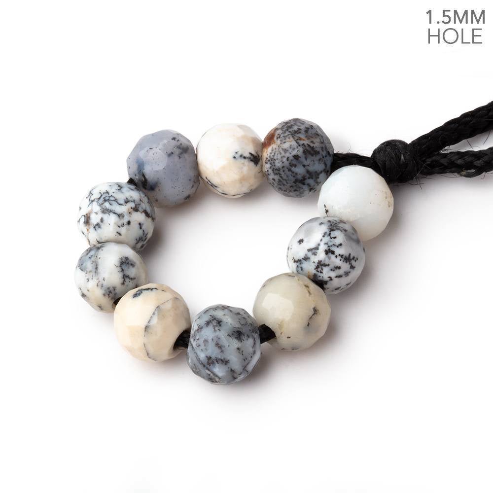 7mm Dendritic Opal 1.5mm Large Hole Faceted Rounds Set of 10 (ONLINE ORDER ONLY)