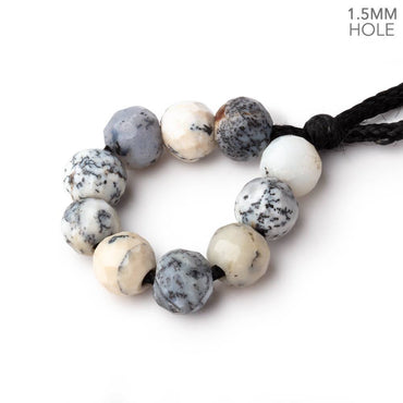 7mm Dendritic Opal 1.5mm Large Hole Faceted Rounds Set of 10 (ONLINE ORDER ONLY)