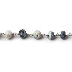 7mm Dendritic Opal faceted rondelle Silver Chain by the foot 30 pcs (ONLINE ORDER ONLY)