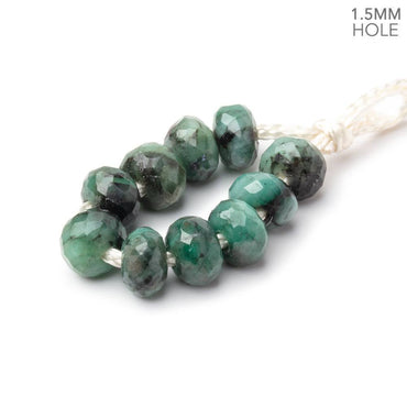 7mm Emerald 1.5mm Large Hole Faceted Rondelle Beads Set of 10 (ONLINE ORDER ONLY)