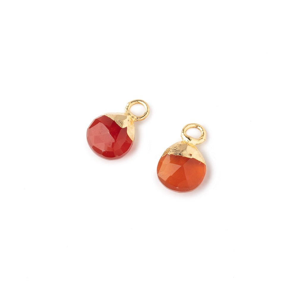 7mm Gold Leafed Carnelian Faceted Heart Set of 2 Pendants (ONLINE ORDER ONLY)
