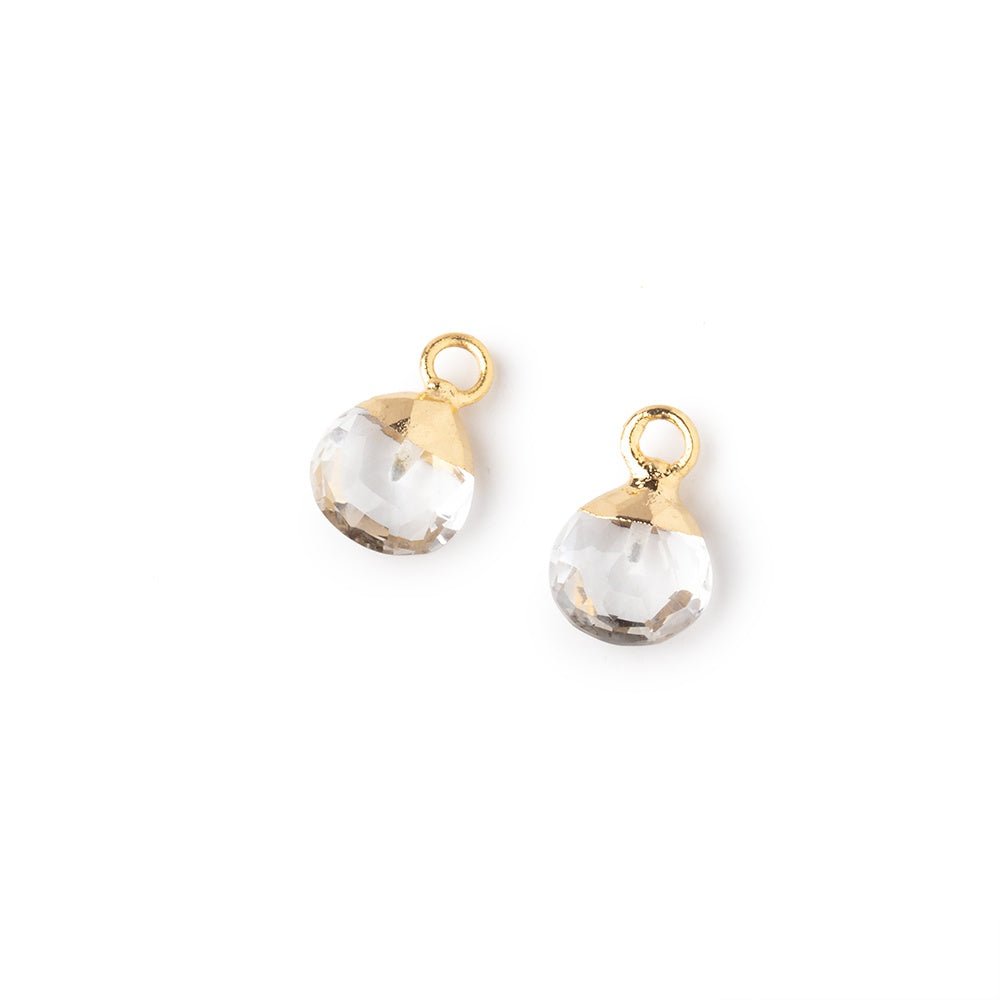 7mm Gold Leafed Crystal Quartz Faceted Heart Set of 2 Pendants (ONLINE ORDER ONLY)