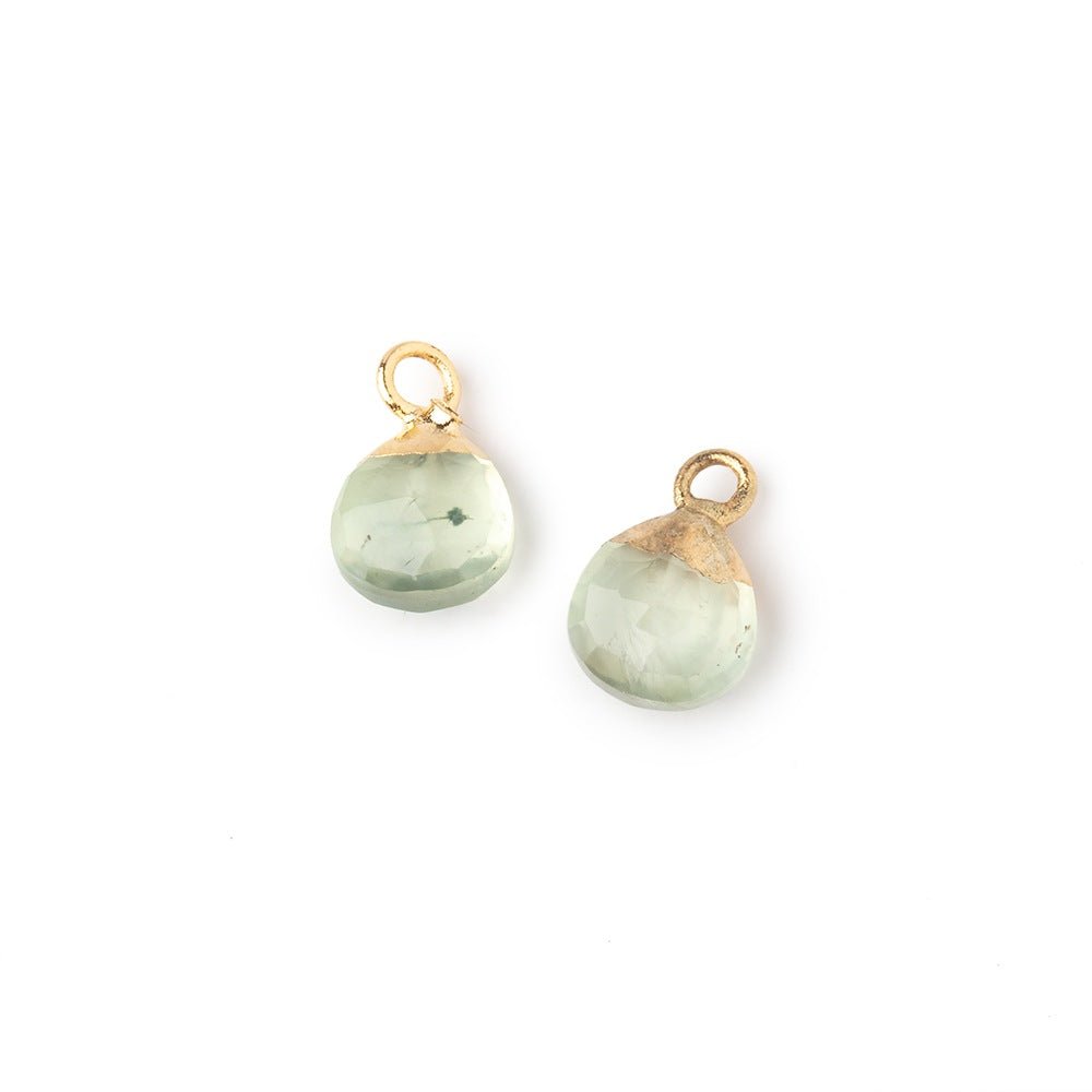 7mm Gold Leafed Prehnite Faceted Heart Set of 2 Pendants (ONLINE ORDER ONLY)
