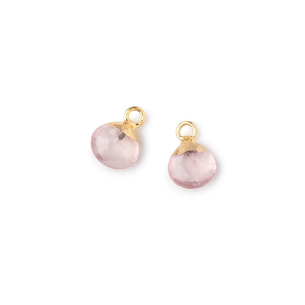 7mm Gold Leafed Rose Quartz Faceted Heart Set of 2 Pendants (ONLINE ORDER ONLY)