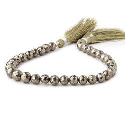 7mm Golden Pyrite faceted round beads 8 inch 32 pieces (ONLINE ORDER ONLY)