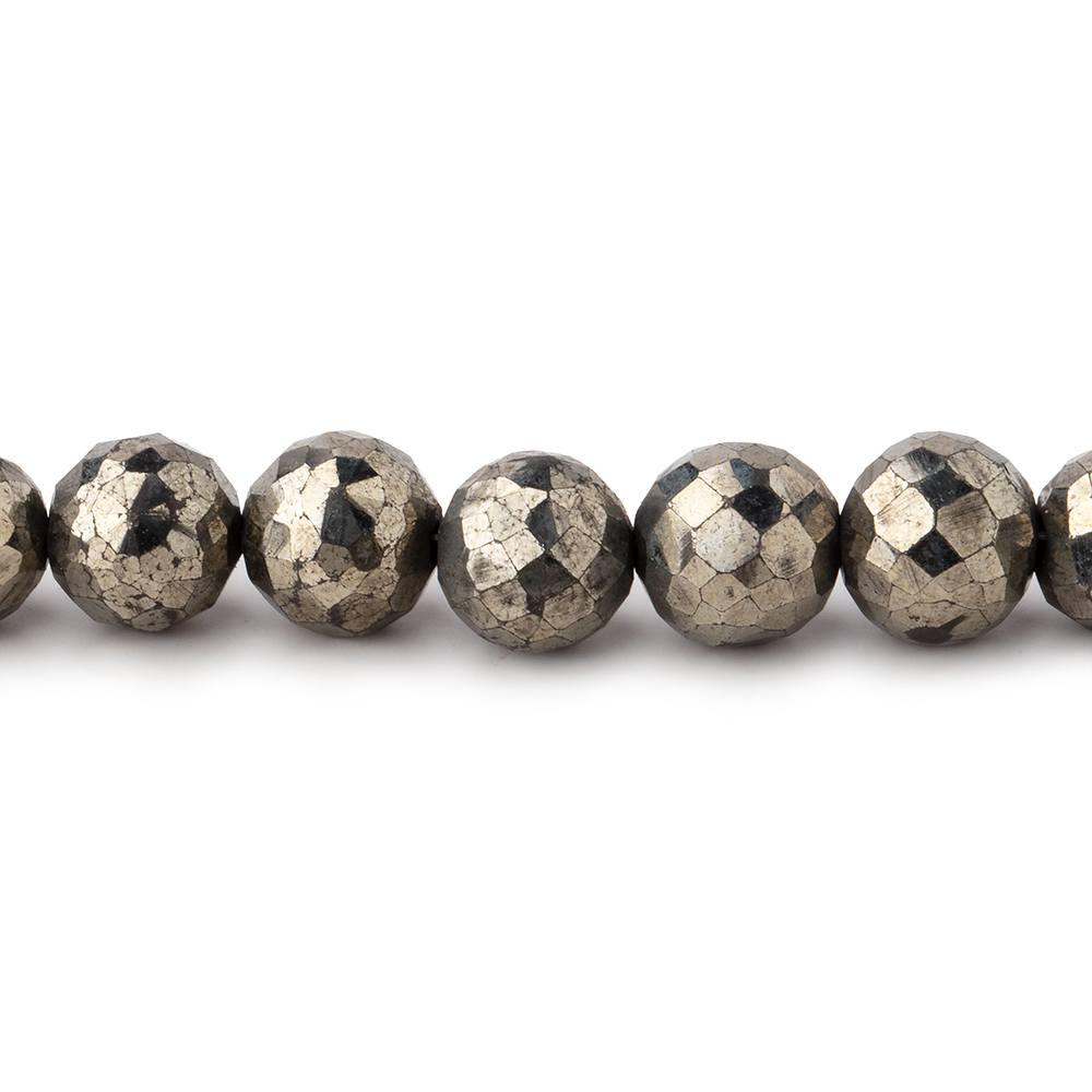 7mm Golden Pyrite faceted round beads 8 inch 32 pieces (ONLINE ORDER ONLY)