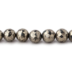 7mm Golden Pyrite faceted round beads 8 inch 32 pieces (ONLINE ORDER ONLY)