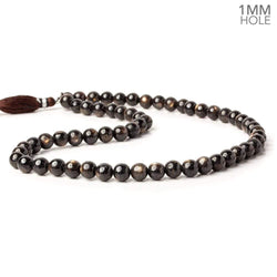 7-7.5mm Golden Sheen Chocolate Sapphire Large hole Plain Rounds 16 inch 56 beads A (ONLINE ORDER ONLY)