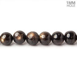 7-7.5mm Golden Sheen Chocolate Sapphire Large hole Plain Rounds 16 inch 56 beads A (ONLINE ORDER ONLY)