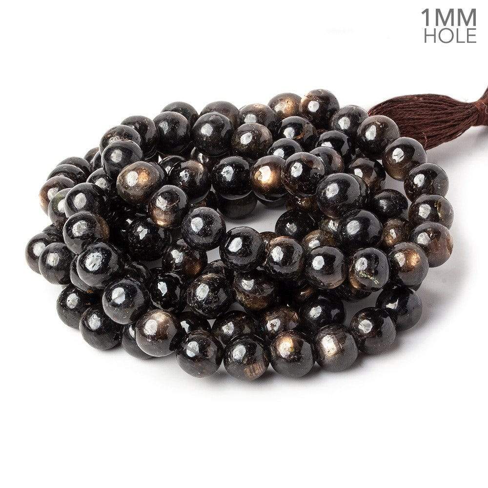 7-7.5mm Golden Sheen Chocolate Sapphire Large hole Plain Rounds 16 inch 56 beads A (ONLINE ORDER ONLY)