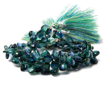 7mm Green & Blue Kyanite plain pillow beads 8 inch 55 pieces AA (ONLINE ORDER ONLY)