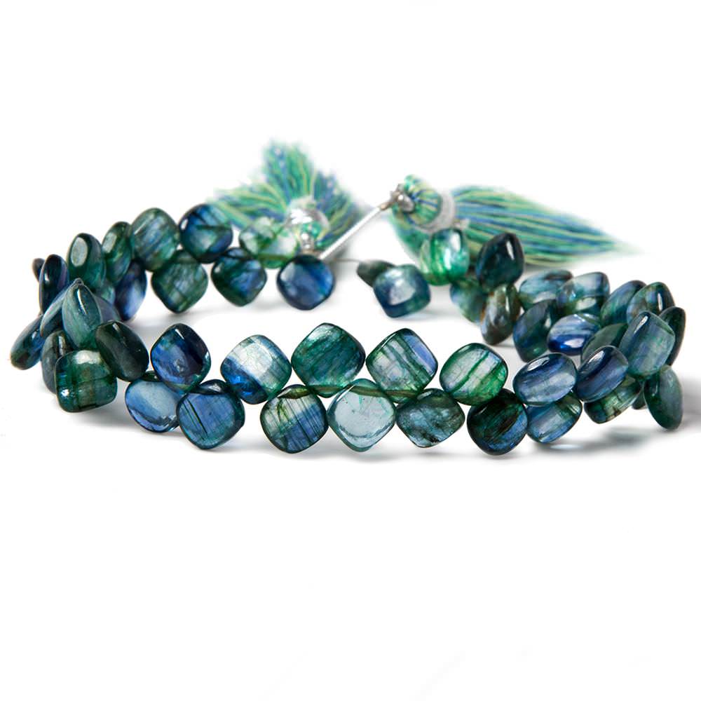 7mm Green & Blue Kyanite plain pillow beads 8 inch 55 pieces AA (ONLINE ORDER ONLY)