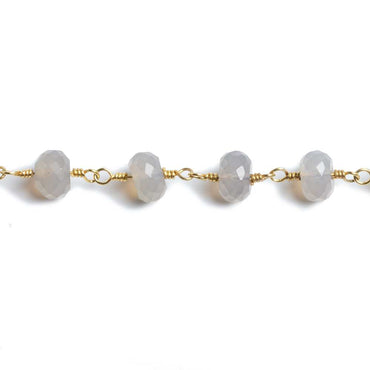 7mm Grey Chalcedony faceted rondelle Gold Chain by the foot 26 beads (ONLINE ORDER ONLY)
