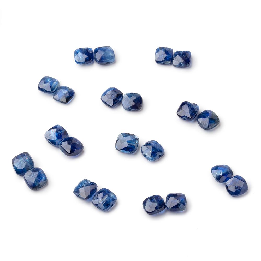 7mm Kyanite Faceted Pillow Focal Set of 2 Beads AA (ONLINE ORDER ONLY)