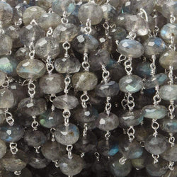 7mm Labradorite Beads Faceted Rondelle with Sterling Silver Chain (ONLINE ORDER ONLY)