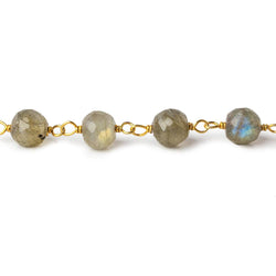 7mm Labradorite faceted round AAA Vermeil Chain by the foot 23 beads per (ONLINE ORDER ONLY)