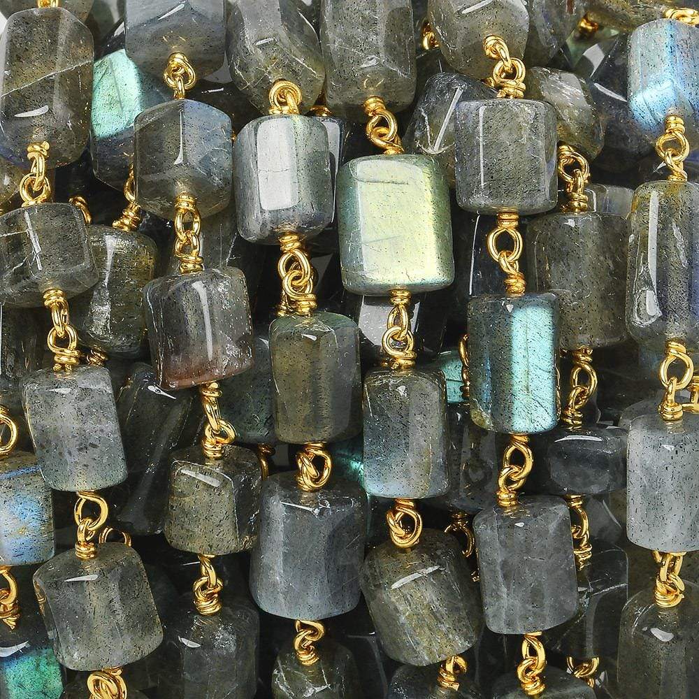 7mm Labradorite Hexagon Vermeil Chain by the foot 22 pieces (ONLINE ORDER ONLY)