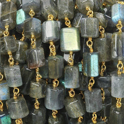 7mm Labradorite Hexagon Vermeil Chain by the foot 22 pieces (ONLINE ORDER ONLY)