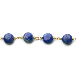 7mm Lapis Lazuli plain coin Vermeil Chain by the foot (ONLINE ORDER ONLY)