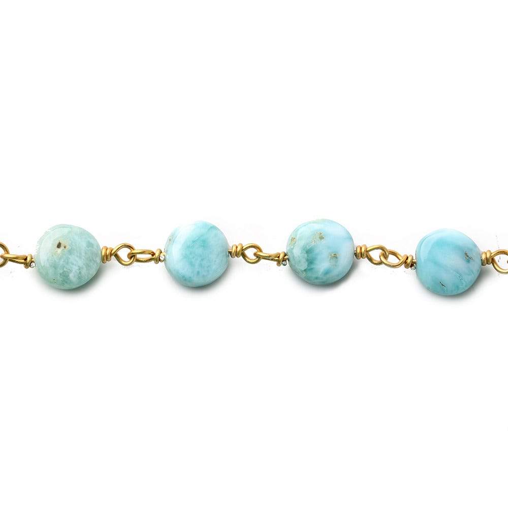 7mm Larimar plain coin Vermeil Chain by the foot (ONLINE ORDER ONLY)
