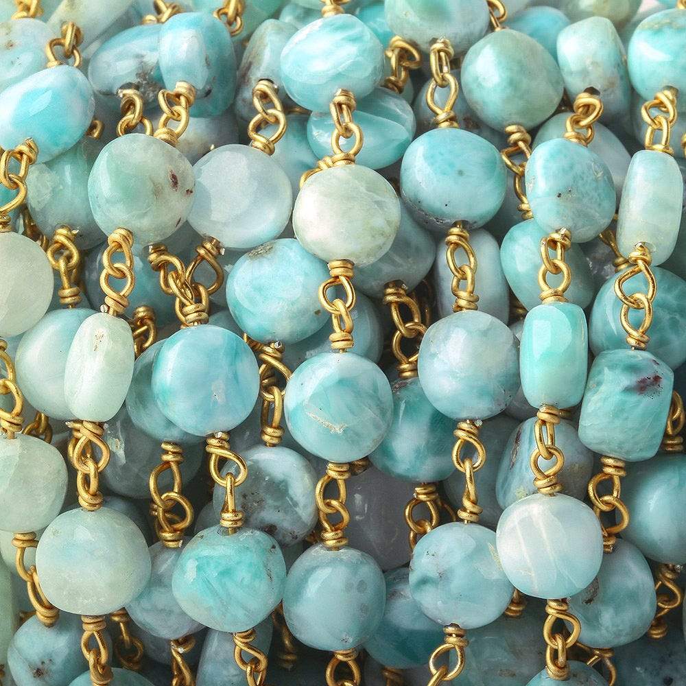 7mm Larimar plain coin Vermeil Chain by the foot (ONLINE ORDER ONLY)