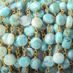 7mm Larimar plain coin Vermeil Chain by the foot (ONLINE ORDER ONLY)