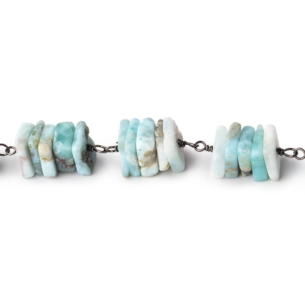 7mm Larimar Square Heishi Black Gold .925 Chain by the foot 95 pieces (ONLINE ORDER ONLY)