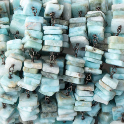 7mm Larimar Square Heishi Black Gold .925 Chain by the foot 95 pieces (ONLINE ORDER ONLY)