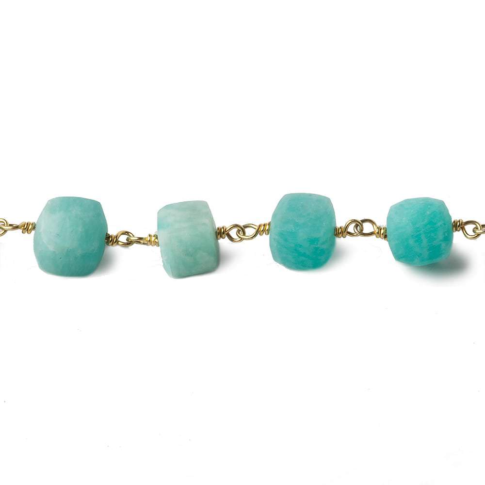 7mm Matte Amazonite cube Vermeil Chain by the foot 24 beads (ONLINE ORDER ONLY)