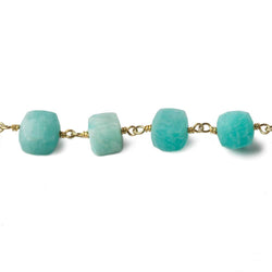 7mm Matte Amazonite cube Vermeil Chain by the foot 24 beads (ONLINE ORDER ONLY)