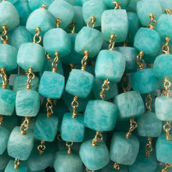 7mm Matte Amazonite cube Vermeil Chain by the foot 24 beads (ONLINE ORDER ONLY)