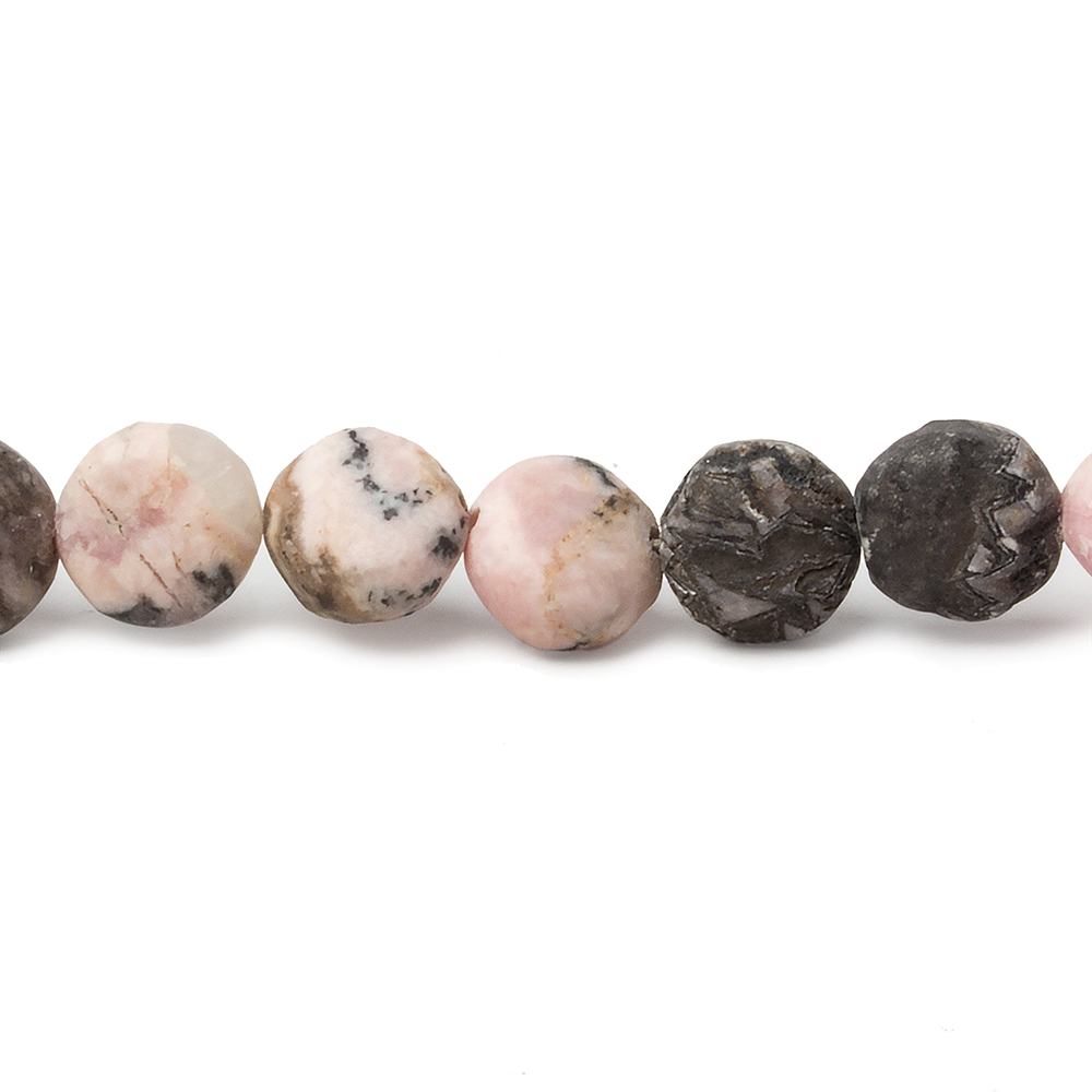 7mm Matte Rhodochrosite plain coin beads 7.5 inch 27 pieces (ONLINE ORDER ONLY)