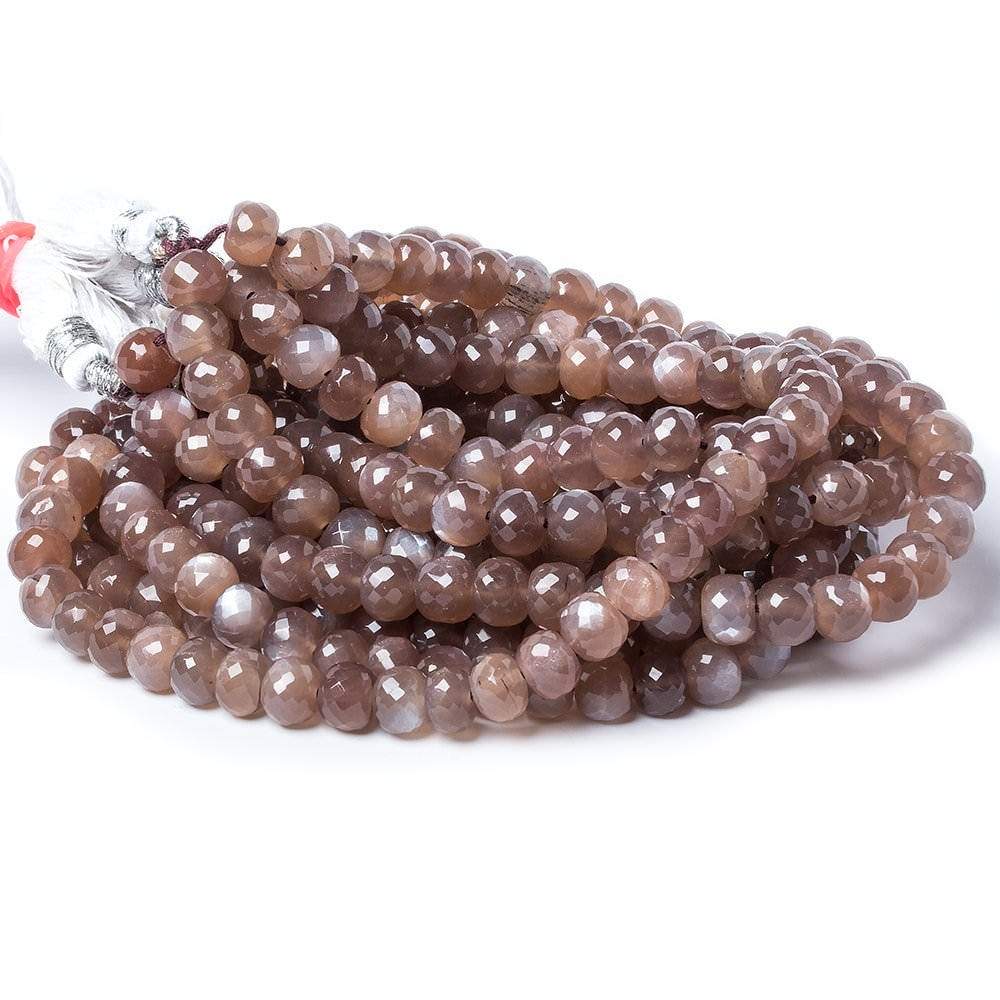7mm Milk Chocolate Moonstone Micro-faceted rondelles 15 inch 67 beads (ONLINE ORDER ONLY)