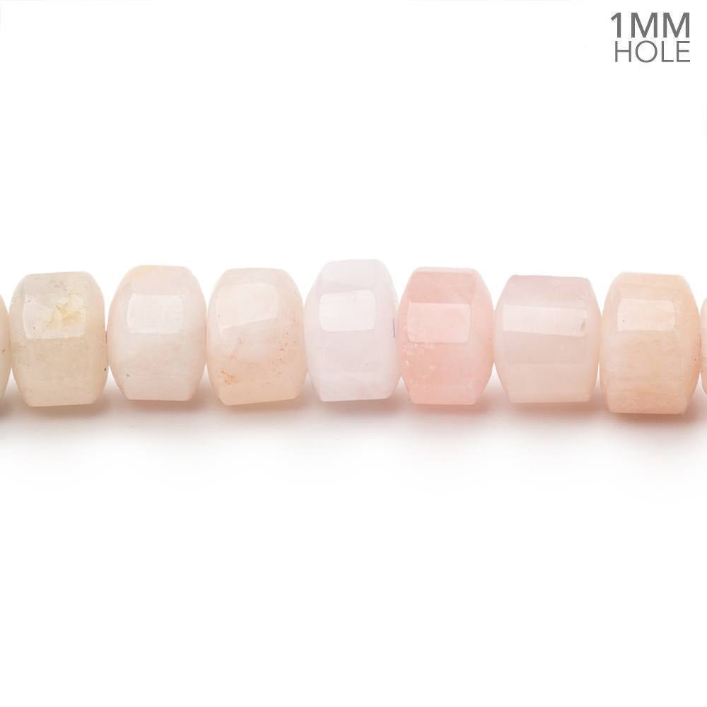 7mm Morganite Hexagon Tube 16 inch 75 Beads 1mm Drill Hole (ONLINE ORDER ONLY)