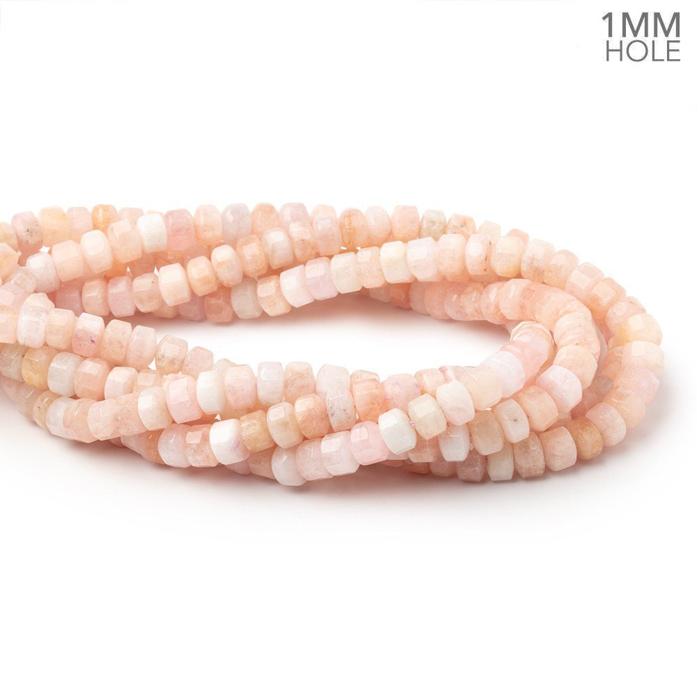 7mm Morganite Hexagon Tube 16 inch 75 Beads 1mm Drill Hole (ONLINE ORDER ONLY)