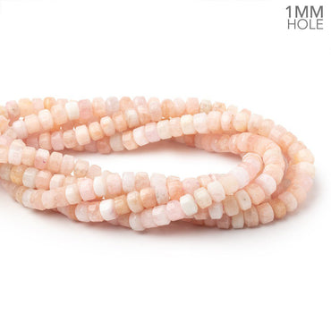 7mm Morganite Hexagon Tube 16 inch 75 Beads 1mm Drill Hole (ONLINE ORDER ONLY)