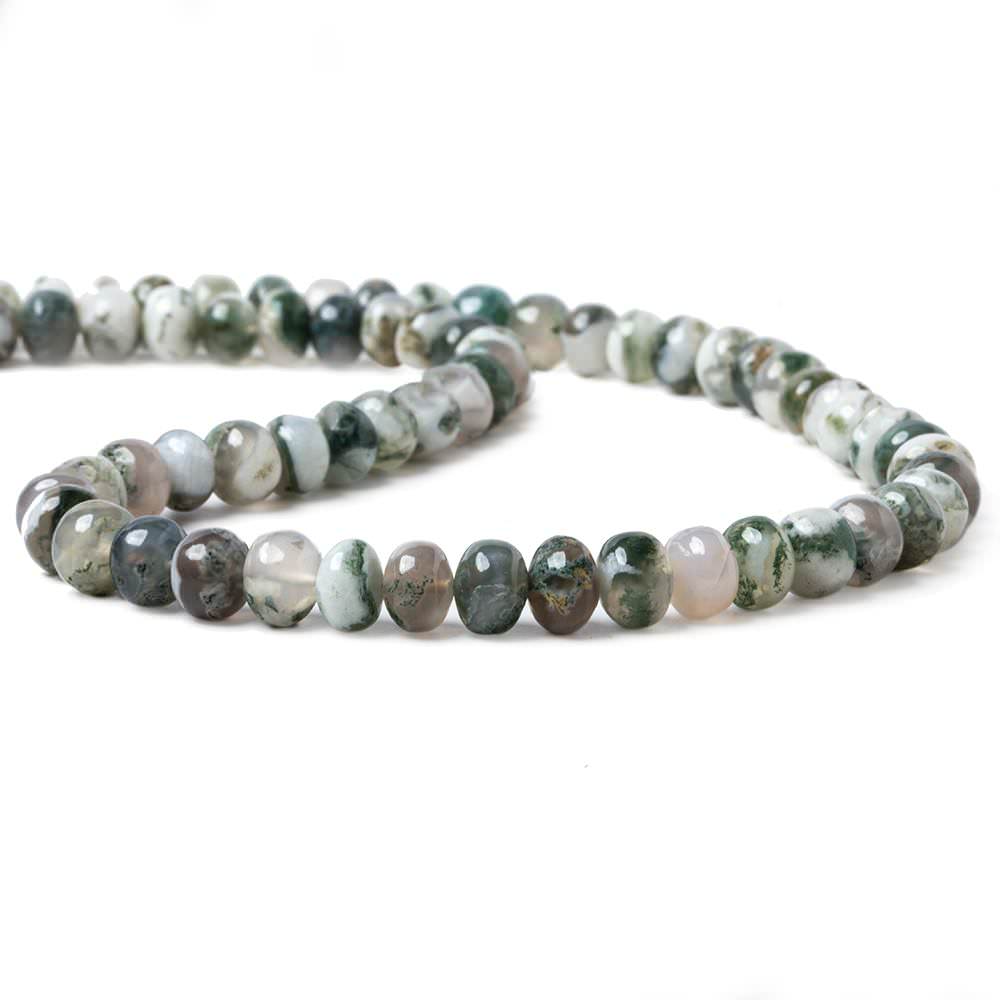 7mm Moss Agate Plain Rondelle Beads 16 inch 73 pieces (ONLINE ORDER ONLY)