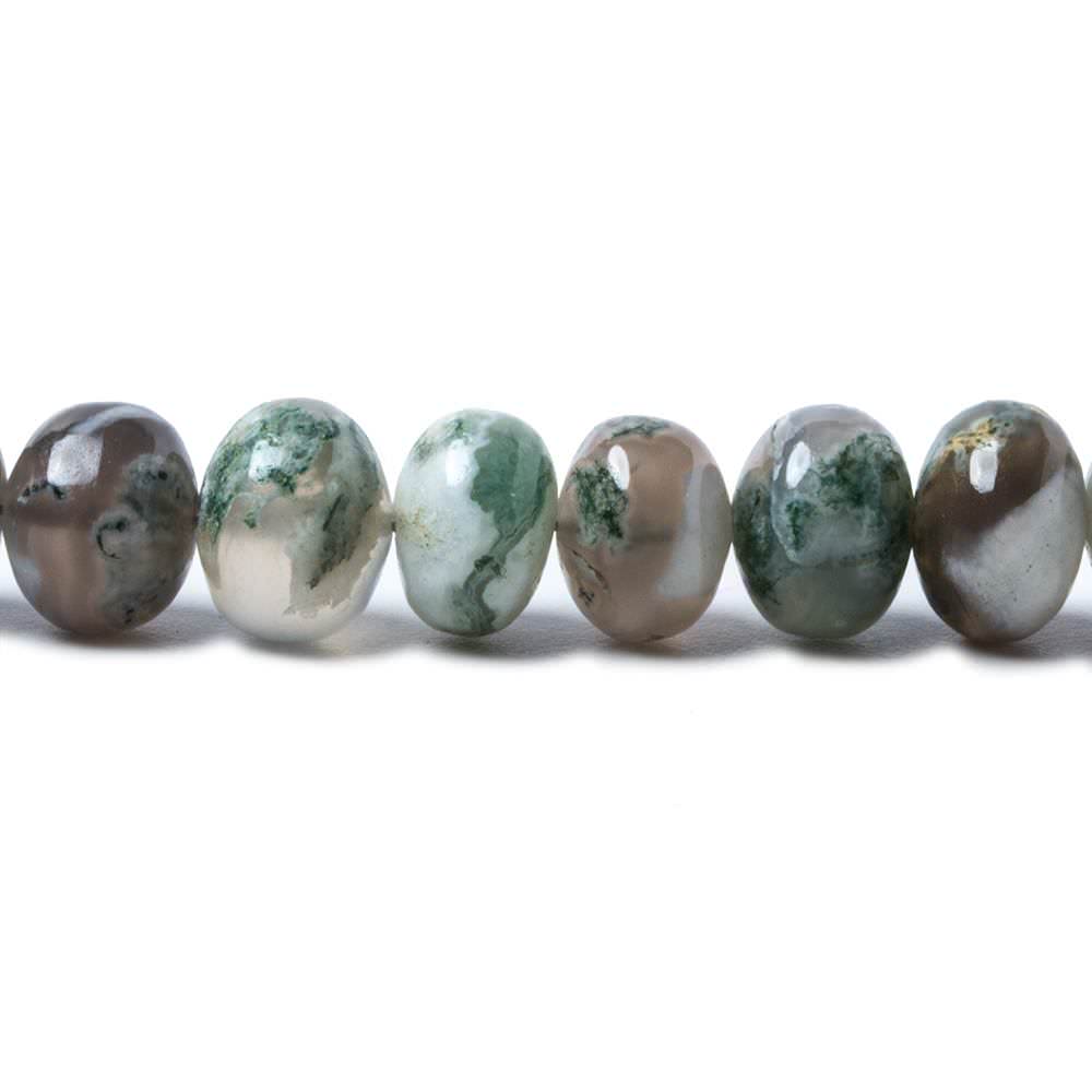 7mm Moss Agate Plain Rondelle Beads 16 inch 73 pieces (ONLINE ORDER ONLY)