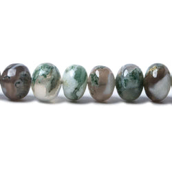 7mm Moss Agate Plain Rondelle Beads 16 inch 73 pieces (ONLINE ORDER ONLY)