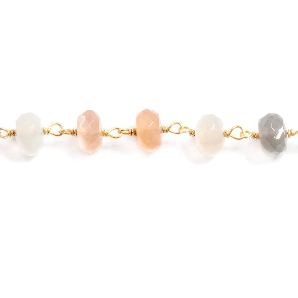 7mm Multi Moonstone faceted rondelle Vermeil Chain by the foot 30 beads (ONLINE ORDER ONLY)