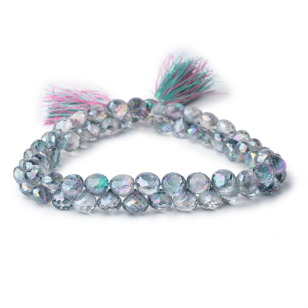 7mm Mystic White Topaz Faceted Candy Kiss Beads 9 inch 60 pieces (ONLINE ORDER ONLY)