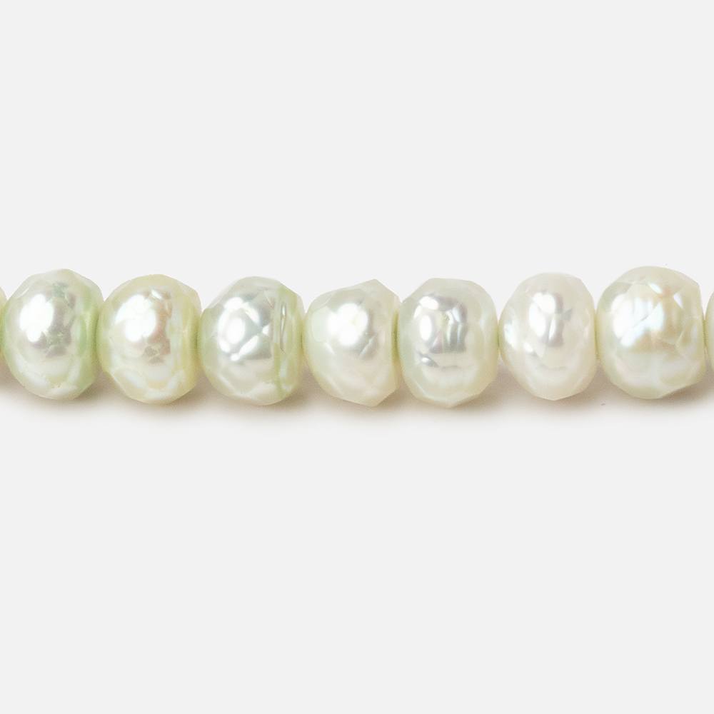 7mm Pale Mint Faceted Button Freshwater Pearls 16 inch 84 pieces (ONLINE ORDER ONLY)
