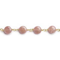 7mm Peach Moonstone puffy plain coin Vermeil Chain by the foot 23 pcs AA (ONLINE ORDER ONLY)