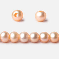 7mm Peach Off Round 2.5mm Large Hole Freshwater Pearls 16 inch 62 pieces (ONLINE ORDER ONLY)