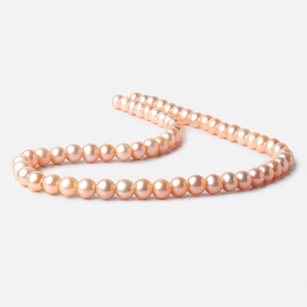 7mm Peach Off Round 2.5mm Large Hole Freshwater Pearls 16 inch 62 pieces (ONLINE ORDER ONLY)