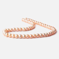 7mm Peach Off Round 2.5mm Large Hole Freshwater Pearls 16 inch 62 pieces (ONLINE ORDER ONLY)