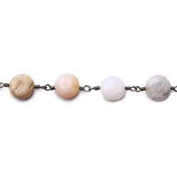 7mm Pink Peruvian Opal plain coin Black Gold plated Chain by the foot (ONLINE ORDER ONLY)