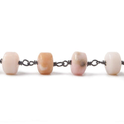 7mm Pink Peruvian Opal Plain Heshi Black Gold Plated Chain by the foot 28 pcs (ONLINE ORDER ONLY)