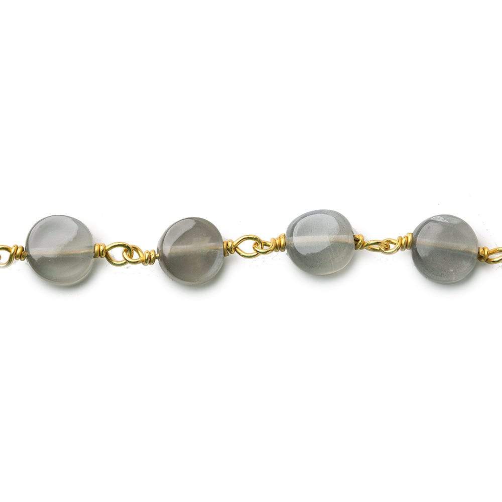 7mm Platinum Grey Moonstone  plain coin Vermeil Chain by the foot (ONLINE ORDER ONLY)