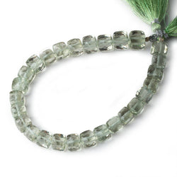 7mm Prasiolite Faceted Cube Beads 8 inch 31 pieces (ONLINE ORDER ONLY)